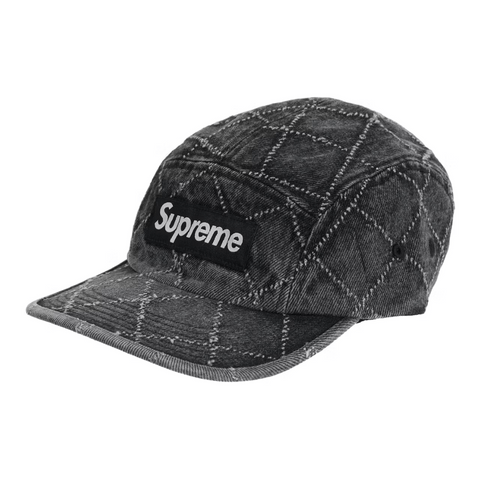 Boné Supreme Punched Denim Camp - Preto