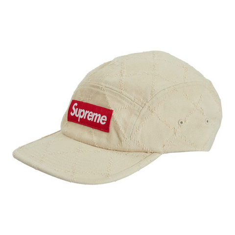 Boné Supreme Punched Denim Camp - Bege