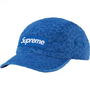 Boné Supreme Leopard Corduroy Camp Cap - Azul