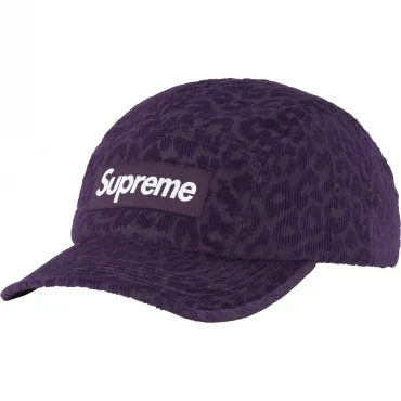 Boné Supreme Leopard Corduroy Camp Cap - Roxo