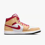 Jordan 1 Mid Light Curry Cardinal