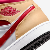 Jordan 1 Mid Light Curry Cardinal